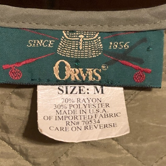 M Vintage USA Made Quited Olive ORVIS Vest - Picture 4 of 10